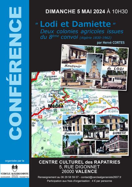 Conférence : « Lodi et Damiette », deux colonies agricoles issues du 8ème convoi (Algérie 1830-1962)