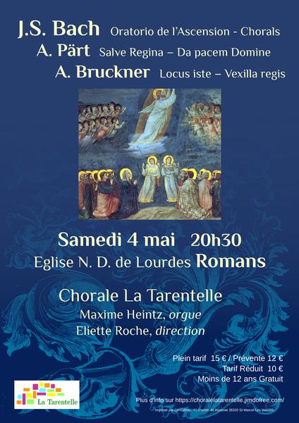 CONCERT MUSIQUE SACREE : BACH / BRUCKNER / PART – Chorale LA TARENTELLE