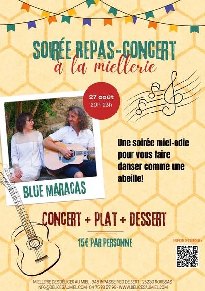 Soirée repas-concert à la Miellerie avec les Blue Maracas