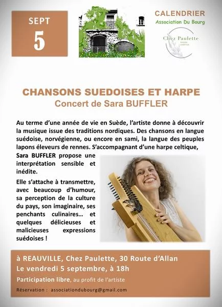 Chansons suédoises et harpe celtique : Concert de Sara BUFFLER