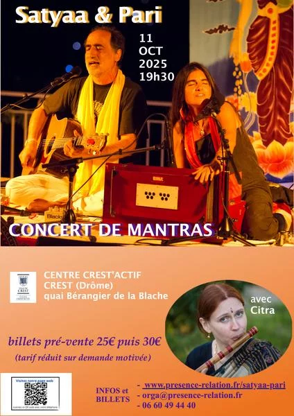Concert de Mantras avec Satyaa & Pari, et Citra flûtiste invitée