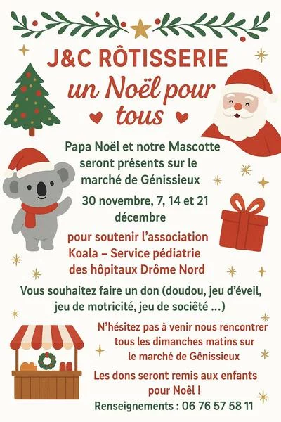 Père Noël et Mascotte au Marché