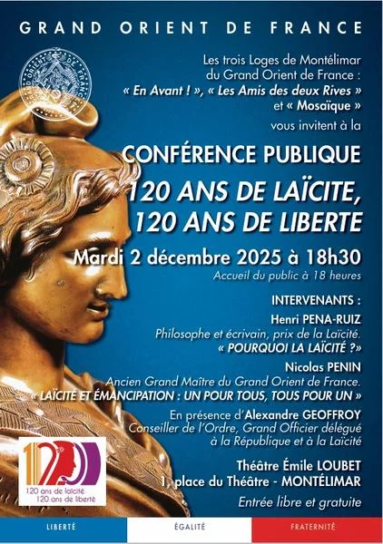 Conférence publique 120 ans de laïcité, 120 ans de liberté