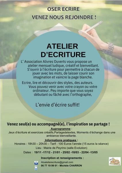 Atelier d&rsquo;écriture à Peyrins